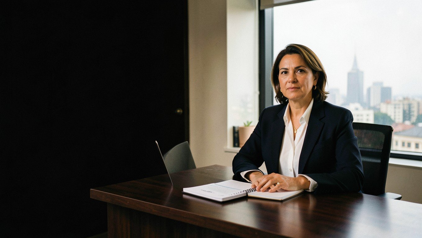 Escena editorial de asesoría financiera en una oficina de Bogotá